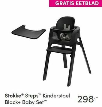 Baby & Tiener Stokke steps kinderstoel black+ baby set aanbieding
