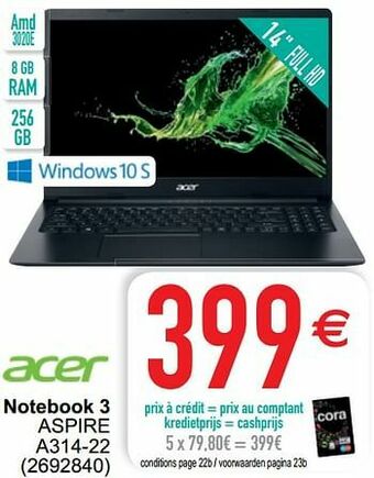 Cora Acer notebook 3 aspire a314-22 aanbieding