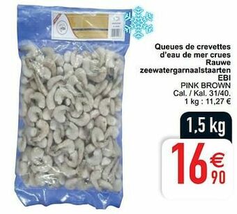 Cora Queues de crevettes d’eau de mer crues rauwe zeewatergarnaalstaarten ebi pink brown aanbieding