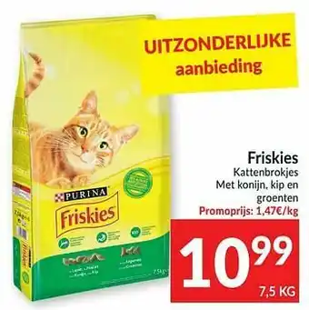 Intermarché Friskies kattenbrokjes met konijn, kip en groenten aanbieding