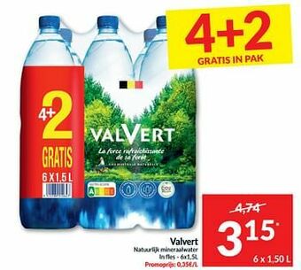 Intermarché Valvert natuurlijk mineraalwater aanbieding
