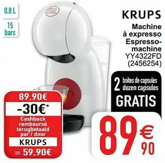 Cora Krups machine à expresso espressomachine yy4322fd aanbieding