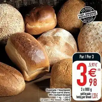 Cora Pain carré blanc wit vierkant brood aanbieding