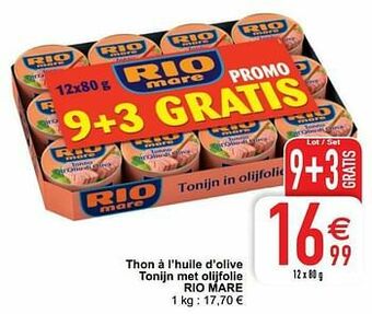 Cora Thon à l’huile d’olive tonijn met olijfolie rio mare aanbieding
