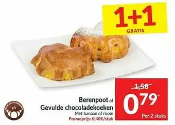 Intermarché Berenpoot of gevulde chocoladekoeken met banaan of room aanbieding