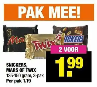 Big Bazar Snickers, mars of twix aanbieding