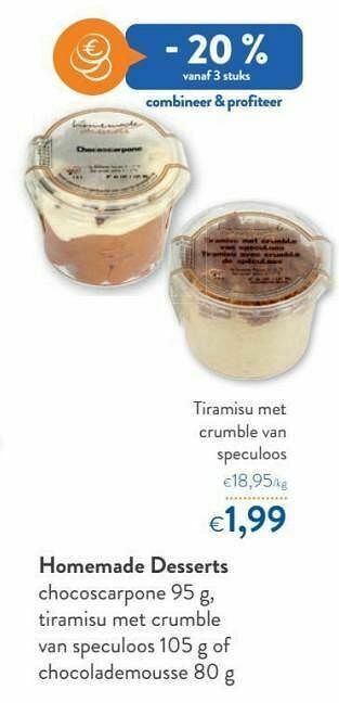 OKay Homemade desserts tiramisu met crumble van speculoos aanbieding