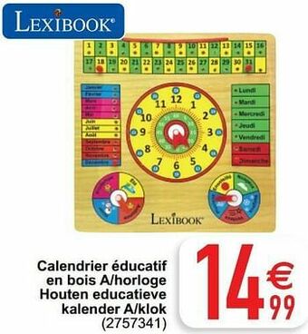 Cora Calendrier éducatif en bois a-horloge houten educatieve kalender a-klok aanbieding
