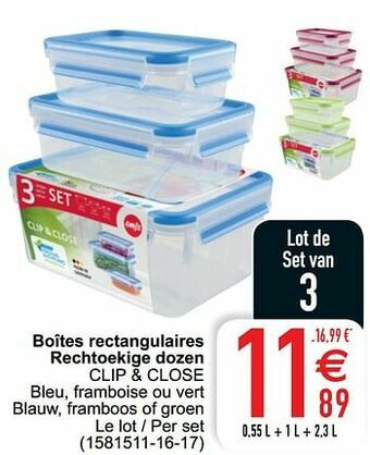 Cora Boîtes rectangulaires rechtoekige dozen clip + close aanbieding