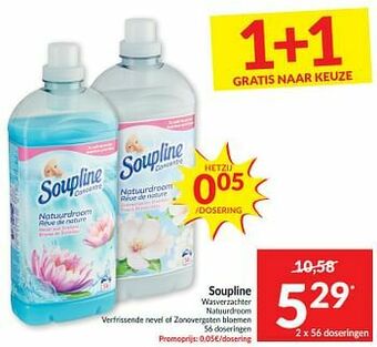 Intermarché Soupline wasverzachter natuurdroom verfrissende nevel of zonovergoten bloemen aanbieding