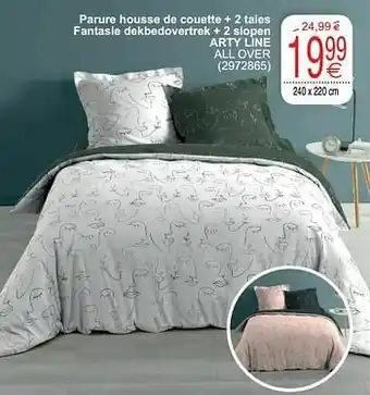 Cora Parure housse de couette + 2 taies fantasie dekbedovertrek + 2 slopen arty line all over aanbieding