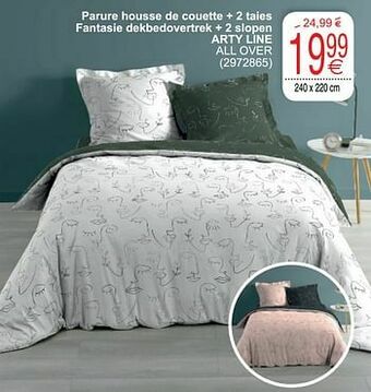 Cora Parure housse de couette + 2 taies fantasie dekbedovertrek + 2 slopen arty line all over aanbieding