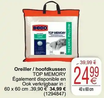Cora Oreiller - hoofdkussen top memory aanbieding