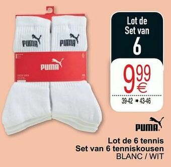 Cora Lot de 6 tennis set van 6 tenniskousen blanc - wit aanbieding