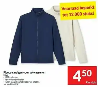 Fleece cardigan voor volwassenen eldys