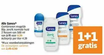 Albert Heijn Sanex zero% normale huid aanbieding