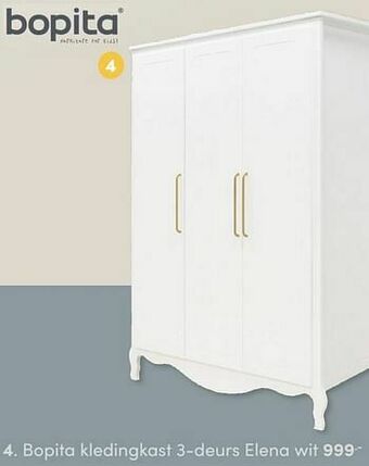 Baby & Tiener Bopita kledingkast 3-deurs elena wit aanbieding
