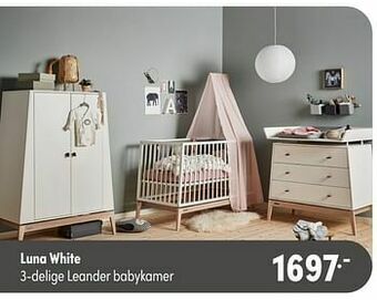 Baby & Tiener Luna white 3-delige leander babykamer aanbieding