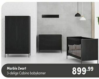 Baby & Tiener Marble zwart 3-delige cabino babykamer aanbieding