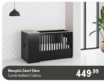 Baby & Tiener Memphis zwart eiken combi ledikant cabino aanbieding