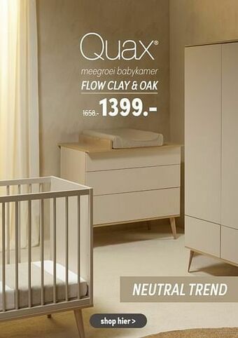 Baby & Tiener Quax meegroei babykamer flow clay + oak aanbieding