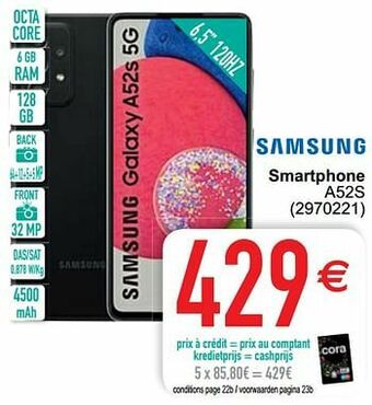 Cora Samsung smartphone a52s aanbieding
