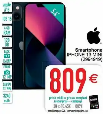 Cora Apple smartphone iphone 13 mini aanbieding