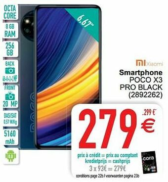 Cora Xiaomi smartphone poco x3 pro black aanbieding