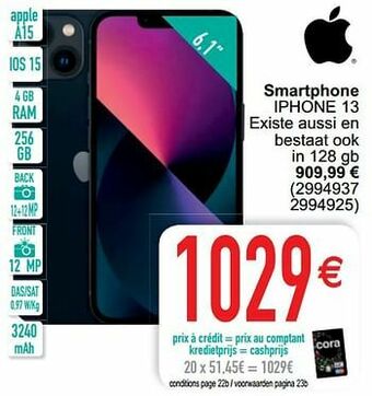Cora Apple smartphone iphone 13 aanbieding