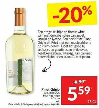 Intermarché Pinot grigio valdadige doc friuli alto adige ii casato wit aanbieding