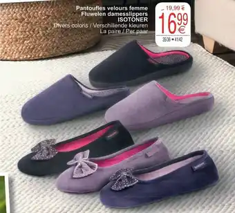 Cora Isotoner Pantoufles velours femme Fluwelen damesslippers aanbieding