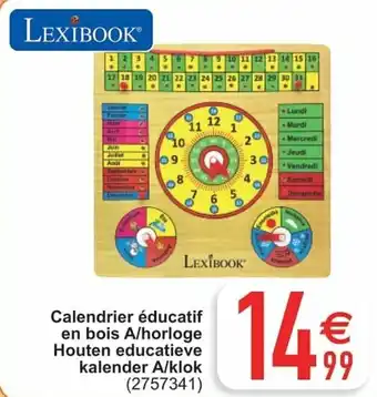 Cora Calendrier educatif en bois A/horloge Houten educatieve kalender A/klok aanbieding