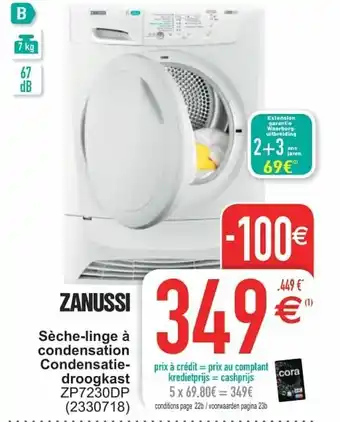 Cora Zanussi Seche-linge a condensation Condensatie-droogkast ZP7230DP aanbieding
