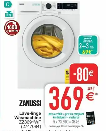 Cora Zanussi Lave-lige Wasmachine ZZ8691WF aanbieding
