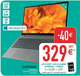 Cora Lenovo Notebook Ideapad 3 15ITL6 aanbieding