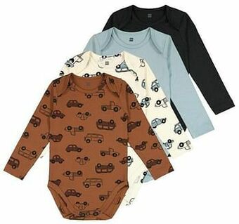 HEMA HEMA Bodys Katoen Stretch Auto&aposs - 4 Stuks Blauw (blauw) aanbieding