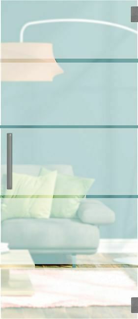 Zelfbouwmarkt Glazen Deur 8mm Mat+4 Heldere Lijnen Dusk 830mm-set Rond Inox Look aanbieding
