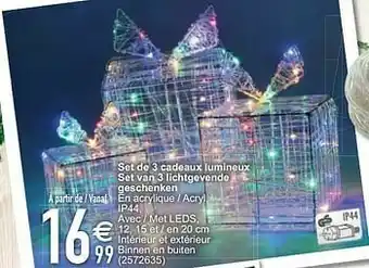 Cora Set de 3 cadeaux lumineux set van 3 lichtgevende geschenken aanbieding