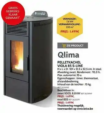 Brico Pelletkachel viola 85 s-line aanbieding