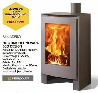 Brico Houtkachel nevada eco design aanbieding