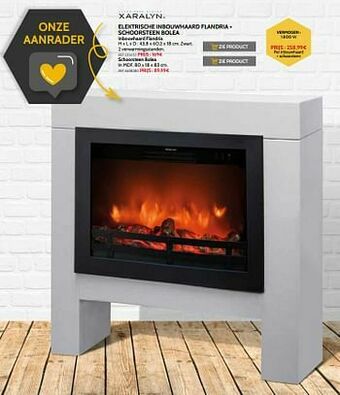 Brico Elektrische inbouwhaard flandria + schoorsteen bolea aanbieding