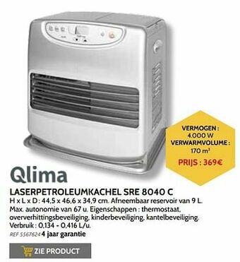 Brico Qlima laserpetroleumkachel sre 8040 c aanbieding