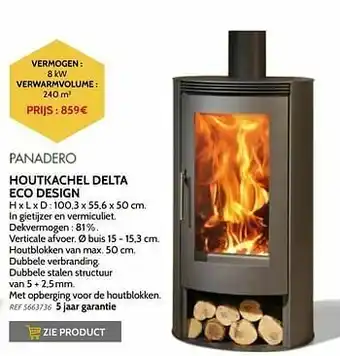 Brico Houtkachel delta eco design aanbieding