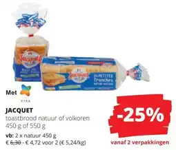 Jacquet Toastbrood natuur of volkoren