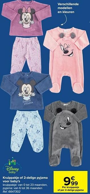 Carrefour Kruippakje of 2-delige pyjama voor baby’s aanbieding