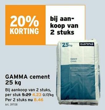 GAMMA Gamma cement aanbieding