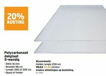 GAMMA Polycarbonaat dakplaat 5-wandig aanbieding