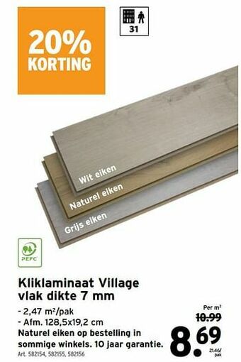 GAMMA Kliklaminaat village vlak aanbieding