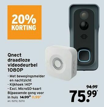 GAMMA Qnect draadloze videodeurbel 1080p aanbieding
