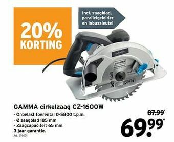 GAMMA Gamma cirkelzaag cz-1600w aanbieding